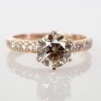Ring - 14 karaat Roségoud - 1.28ct. tw. Bruin Diamant, Nieuw