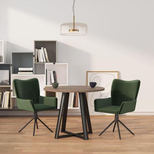 vidaXL Eetkamerstoelen draaibaar 2 st fluweel donkergroen, Huis en Inrichting, Stoelen, Nieuw, Verzenden