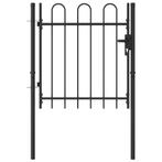 vidaXL Poort met gebogen bovenkant enkel 1x1 m staal zwart, Verzenden, Nieuw