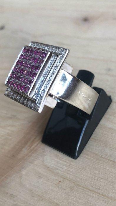 DD Gioielli - Ring - 18 karaat Witgoud Robijn, Sieraden, Tassen en Uiterlijk, Ringen