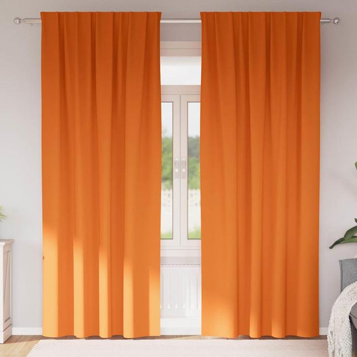 vidaXL Zwart-out Gordijnen met Ringen 2 pcs Feloranje 260 x, Huis en Inrichting, Stoffering | Gordijnen en Lamellen, Nieuw, Verzenden