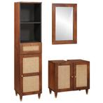 vidaXL Badkamermeubels 3 pcs 38 x 33 x 160 cm Massief Mango, Huis en Inrichting, Badkamer | Badkamermeubels, Verzenden, Nieuw