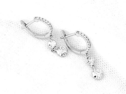 Oorbellen - 14 karaat Witgoud - 0.44ct. tw. Diamant, Sieraden, Tassen en Uiterlijk, Oorbellen