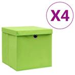 vidaXL Opbergboxen met deksel 4 st 28x28x28 cm groen, Huis en Inrichting, Nieuw, Verzenden