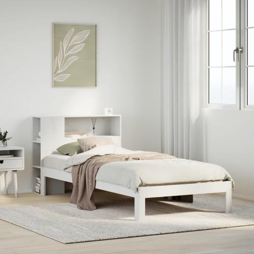 vidaXL Bed met boekenkast zonder matras grenenhout wit, Huis en Inrichting, Slaapkamer | Bedden, Wit, Nieuw, Hout, Verzenden