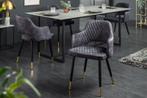 Elegante stoel PARIS grijs fluweel decoratief quilten en, Huis en Inrichting, Stoelen, Ophalen of Verzenden, Nieuw