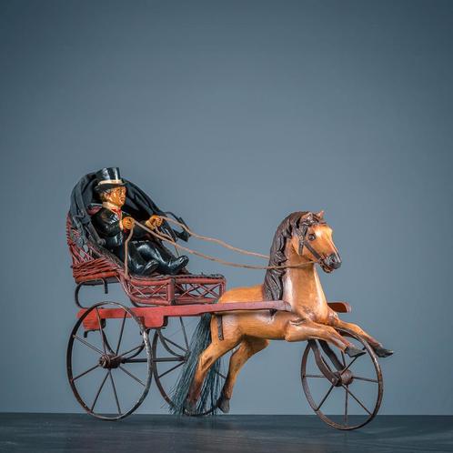 Antiek model paard en menner, Antiek en Kunst, Kunst | Beelden en Houtsnijwerken, Ophalen of Verzenden