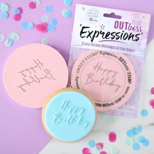 Sweet Stamp Outboss Modern Happy Birthday, Hobby en Vrije tijd, Taarten en Cupcakes maken, Nieuw, Verzenden