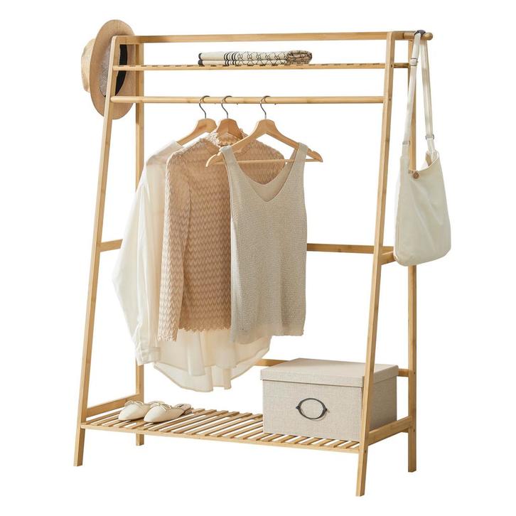 [en.casa] Bamboe kledingrek Föglö met kapstok 100x40x139 cm, Huis en Inrichting, Kasten | Kledingkasten, Verzenden