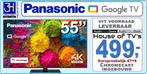 Nieuwe Panasonic 55inch Google TV met chromecast 4K Ultra HD, Ophalen, LED, Panasonic, 50 Hz