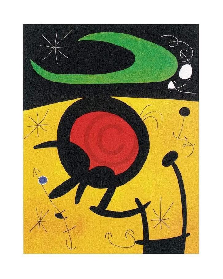 Kunstdruk Joan Miro - Vuelo de pajaros 40x50cm, Huis en Inrichting, Woonaccessoires | Schilderijen, Tekeningen en Foto's, Nieuw