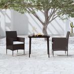 vidaXL 3-delige Tuinset met kussens zwart, Tuin en Terras, 2 zitplaatsen, Nieuw, Tuinset, Verzenden