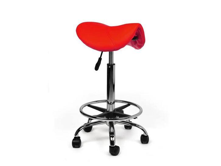 Zadelkruk Rood - Hoge uitvoering met Voetsteun, Huis en Inrichting, Krukjes, In hoogte verstelbaar, Nieuw, Kunststof