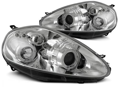 Koplampen Fiat Grande Punto 05-08 Chroom Angel eyes, Auto-onderdelen, Overige Auto-onderdelen, Ophalen of Verzenden