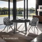 tectake® Draaistoel Fluweellook – Eetkamerstoel met Armleuni, Huis en Inrichting, Verzenden, Zo goed als nieuw