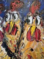 Laurent Pate (1970) - Trois poules curieuses ( coq )