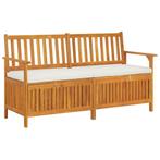 vidaXL Opbergbankje met kussen 148 cm massief acaciahout, Verzenden, Nieuw, Hout