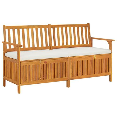 vidaXL Opbergbankje met kussen 148 cm massief acaciahout, Tuin en Terras, Tuinbanken, Nieuw, Hout, Verzenden