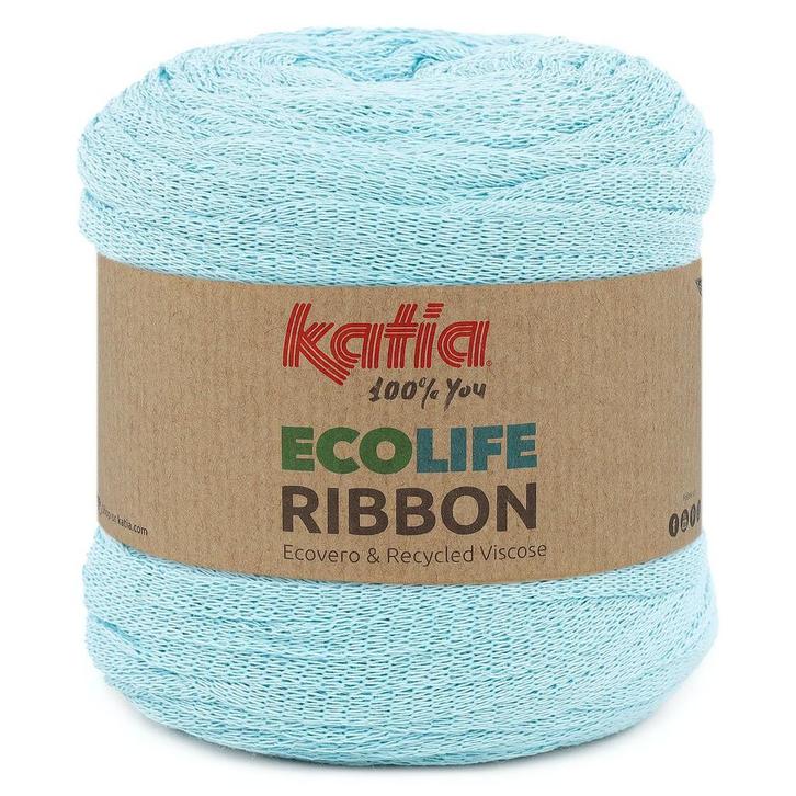 Katia Ecolife Ribbon - 116 pastelblauw - Gerecycled Lintga, Hobby en Vrije tijd, Breien en Haken, Ophalen of Verzenden