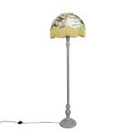 Vloerlamp zwart met bloemen kap en witte binnenkant 45cm -, Huis en Inrichting, Lampen | Vloerlampen, Verzenden, Nieuw, Hout, Classic-antique