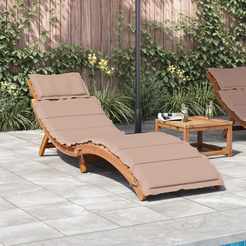 vidaXL Ligbed met kussen massief acaciahout taupe, Tuin en Terras, Ligbedden, Nieuw, Verzenden
