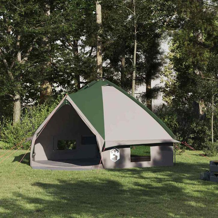 vidaXL Teepee Tent met dak met opslag Groen en Wit 490 x 410, Caravans en Kamperen, Tenten, Nieuw, Verzenden