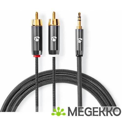 Stereo-Audiokabel | 3,5 mm Male - 2x RCA Male | Gun Metal, Computers en Software, Overige Computers en Software, Nieuw, Verzenden