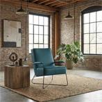 Leren fauteuil Hope - Toledo Turquoise (blauw), Nieuw, Ophalen of Verzenden, Eigentijds, Industrieel, Modern, Scandinavisch, 50 tot 75 cm