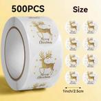 Sluitstickers kerstetiketten merry christmas wit & goud, Ophalen of Verzenden, Nieuw