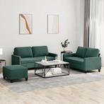 vidaXL 3-delige Loungeset met kussens fluweel donkergroen, Huis en Inrichting, Verzenden, Nieuw, Vierpersoons of meer, Stof