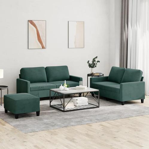 vidaXL 3-delige Loungeset met kussens fluweel donkergroen, Huis en Inrichting, Banken | Bankstellen, Nieuw, Stof, Vierpersoons of meer