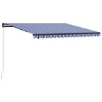 vidaXL Luifel handmatig uittrekbaar 450x300 cm blauw en wit, Verzenden, Nieuw