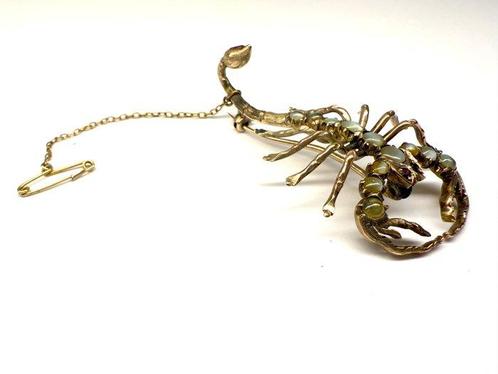 Broche - 9 kt. Geel goud Robijn - Antieke Schorpioen, Sieraden, Tassen en Uiterlijk, Antieke sieraden