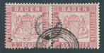 Baden 1862 - Zeldzaam, schoon gestempeld paar van 3 Kr roze, Gestempeld