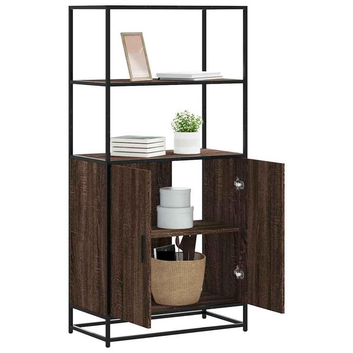 vidaXL buffetkast 68x35x139 cm bewerkt hout en metaal bruin, Huis en Inrichting, Kasten | Buffetkasten, Nieuw, Overige houtsoorten