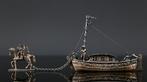 Miniatuur beeldje - Zilveren Miniatuurtjes - kanaalboot met, Antiek en Kunst, Antiek | Goud en Zilver