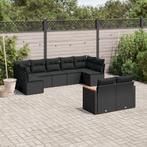 vidaXL 9-delige Loungeset met kussens poly rattan zwart, Verzenden, Nieuw, Rotan, Loungeset