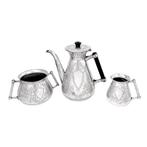 Aesthetic café au lait set engraved with ferns, flowers and