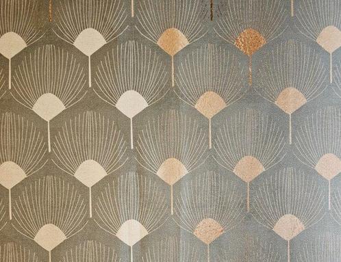 Rasastoff Art Déco in olijfgroen Limited Edition - 300x300cm, Huis en Inrichting, Overige Huis en Inrichting