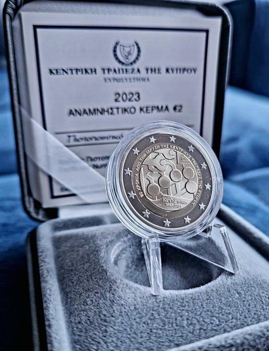Cyprus. 2 Euro 2023 Central Bank Proof (Zonder, Postzegels en Munten, Munten | Europa | Euromunten