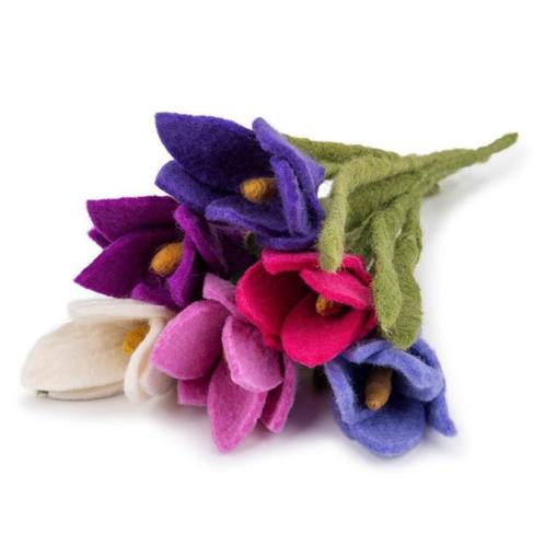 Bloemen Wolvilt - Krokus Set 6 Stuks - Wit&Roze&Lila&Fuchsia, Kinderen en Baby's, Kinderkamer | Inrichting en Decoratie, Nieuw