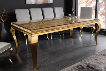 Design eettafel MODERN BAROK 200cm naturel goud teakhouten beschikbaar voor biedingen
