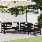 vidaXL 3-delige Loungeset massief grenenhout zwart, Verzenden, Nieuw, 3 zitplaatsen, Loungeset
