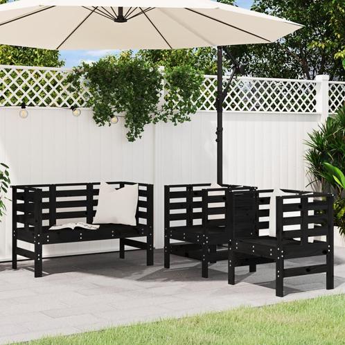 vidaXL 3-delige Loungeset massief grenenhout zwart, Tuin en Terras, Tuinsets en Loungesets, Loungeset, Nieuw, 3 zitplaatsen, Verzenden