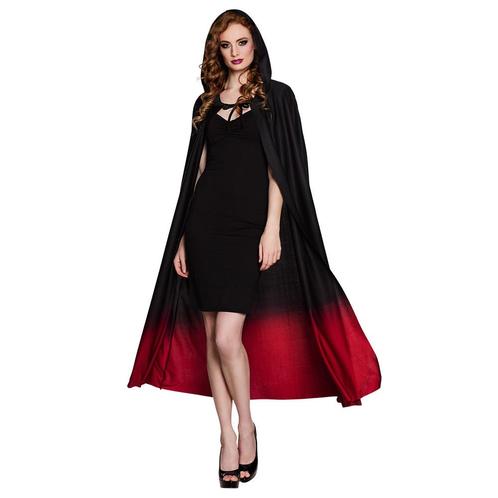 Halloween Cape Zwart Rood 1,7m, Hobby en Vrije tijd, Feestartikelen, Nieuw, Verzenden
