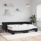 vidaXL Slaapbank onderschuifbed en matrassen 80x200 cm, Eenpersoons, Verzenden, Zwart, Nieuw
