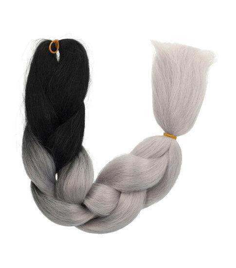 Jumbo Braids Hairextentions Color 60cm Zwart Grijs, Sieraden, Tassen en Uiterlijk, Uiterlijk | Haarverzorging, Verzenden