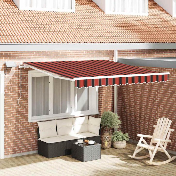 vidaXL Inklapbaar Zonnescherm met Oranje en bruin 300 x 250, Tuin en Terras, Zonneschermen, Nieuw, Verzenden