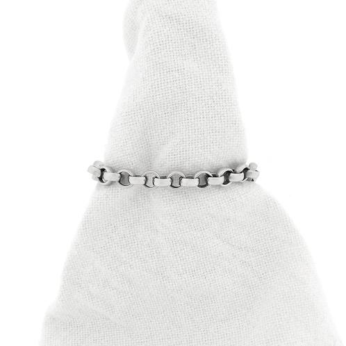 Witgouden robuuste jasseron schakel armband | 19,5 cm, Sieraden, Tassen en Uiterlijk, Armbanden, Overige kleuren, Gebruikt, Goud