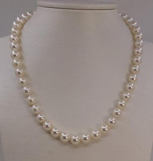 Halsketting 8x8,5mm heldere Akoya parels, Sieraden, Tassen en Uiterlijk, Kettingen